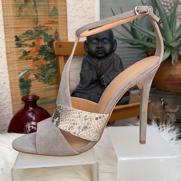 Halston Heritage Shoes - 🔘🔘HALSTON SNAKE EMBOSSED SUEDE GREY HEELS🔘🔘